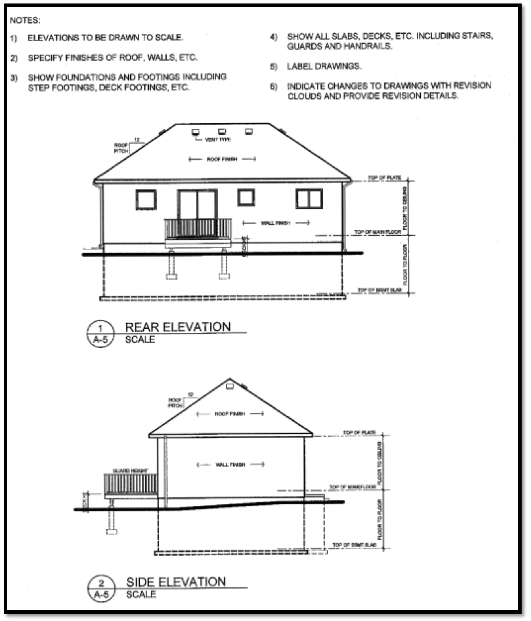 A photo representation of what should be included on a dwelling's rear elevation drawing